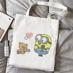 Despicable Me Minions Cute Cartoon Canvas Bag Creative Figure Large Capacity Shopping Bag Gift