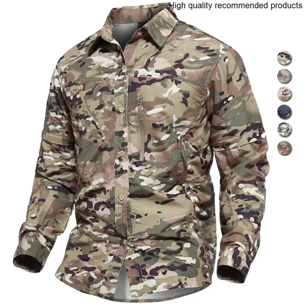 Shirt Men Camouflage Shirts Tactical Summer Quick Dry Combat Long Sleeve Shirts Outdoor Breathable Hiking Field Tops