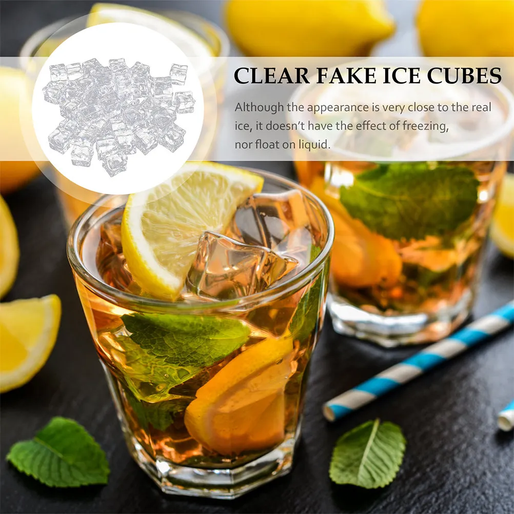 

200 шт. декоративных искусственных кубиков льда, высококачественная имитация прозрачного акрилового льда для бара, дома, мероприятий, декораций, реквизита для фотосъемки