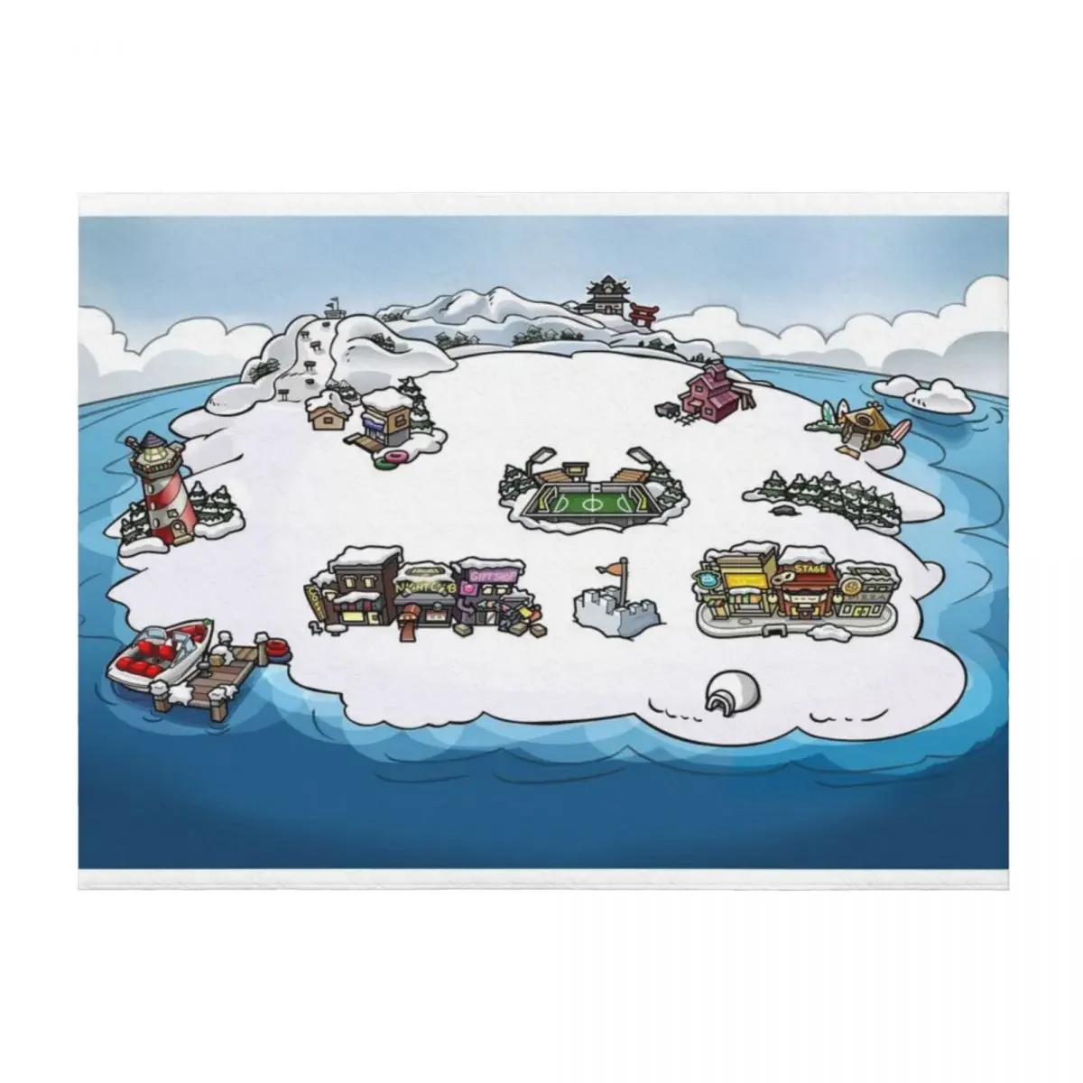 

Club Penguin Map Throw Blanket Custom Soft Beds Plush Soft Big Blankets