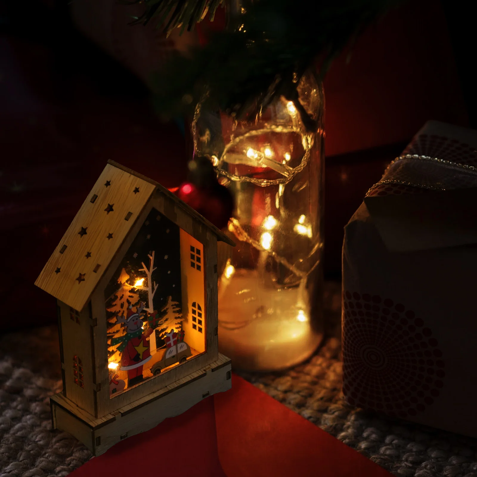 عيد الميلاد تحت عنوان الخشب الديكور متوهجة خشبية عيد الميلاد سطح المكتب زخرفة للمنزل بار مطعم متجر مهرجان ديكور الإبداعية #5