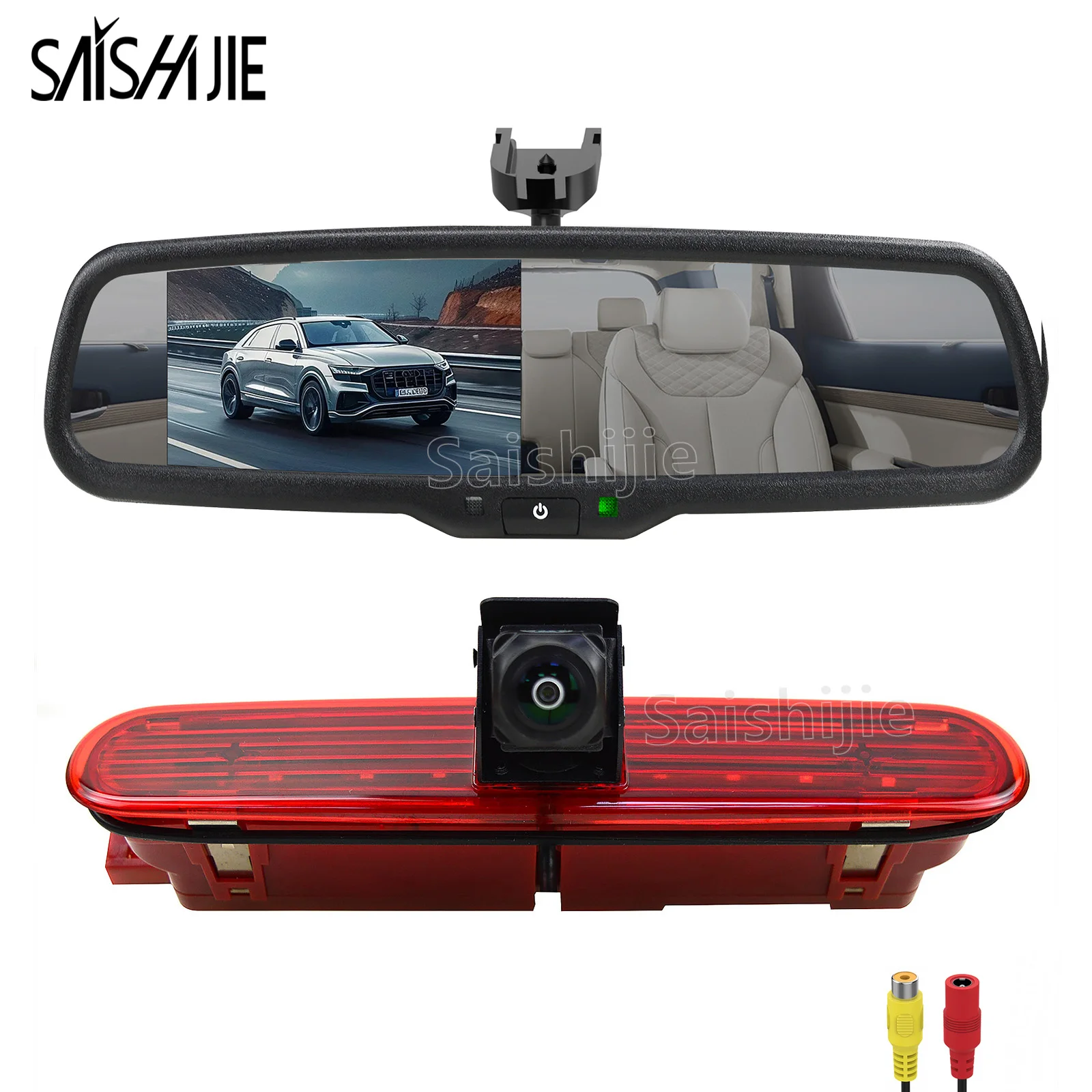 Car High Brake Light Backup Camera With 4.3