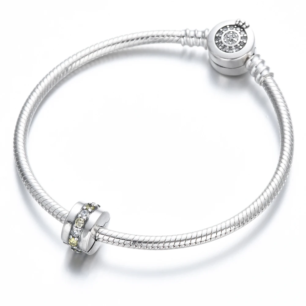 New 925 Sterling Silvering Gold Rose Gold Charm of ley 925 Chain Clamp Fit Original Pandora Bracelet DIY Ladies Jewelry
