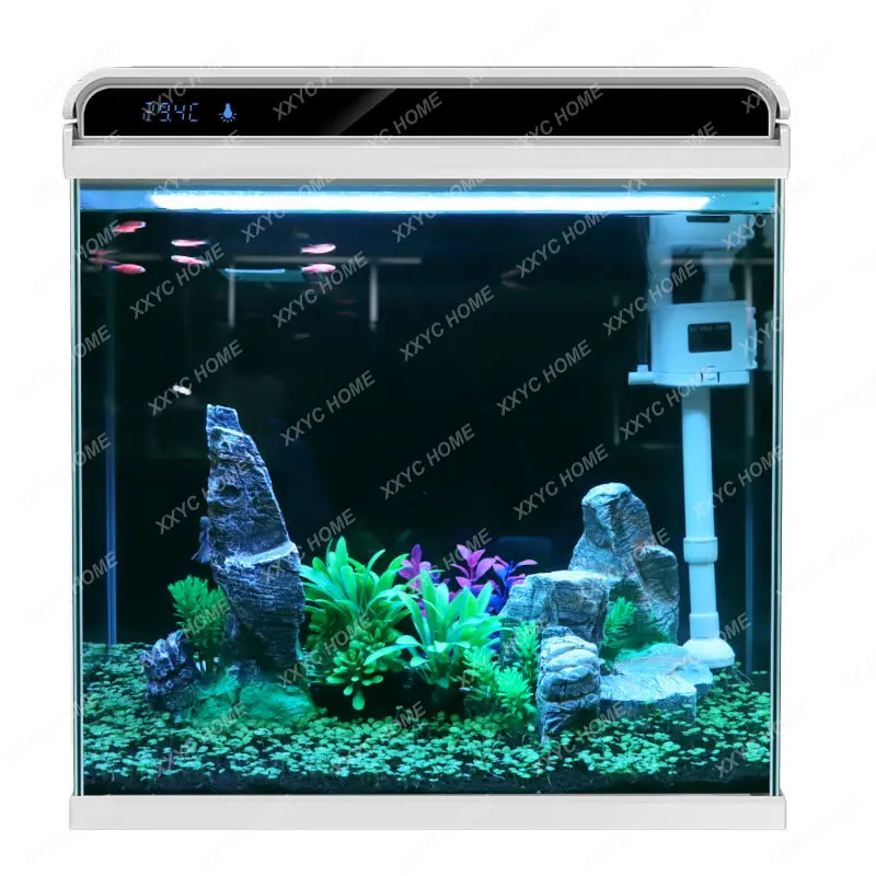 

Fish Tank Living Room Small Ultra-White Glass Fish Globe Ecological Landscaping Self-Circulation Medium and Large Aquarium