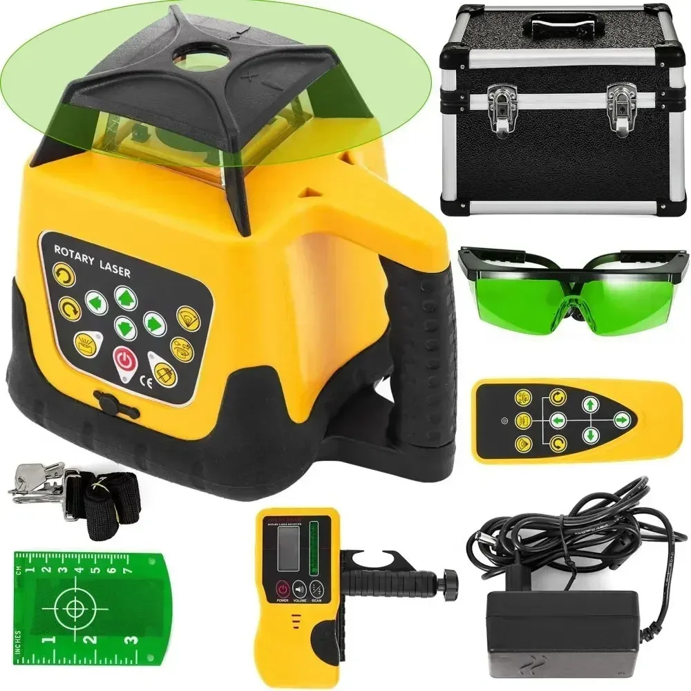 SIHAO 360 °   Niveau laser rotatif auto-nivelant, portée 500 m, faisceau rouge horizontal et vertical avec récepteur et télécommande pour la construction