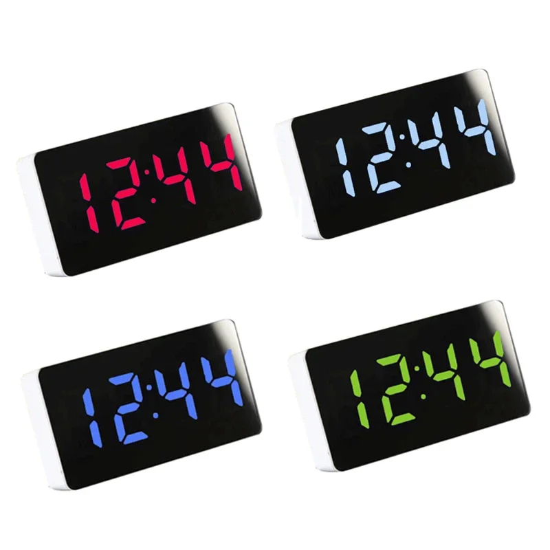 Reloj de mesa con espejo multifuncional, alarma Digital, repetición, pantalla de hora, luz LED nocturna, escritorio, decoración del hogar, regalos para niños