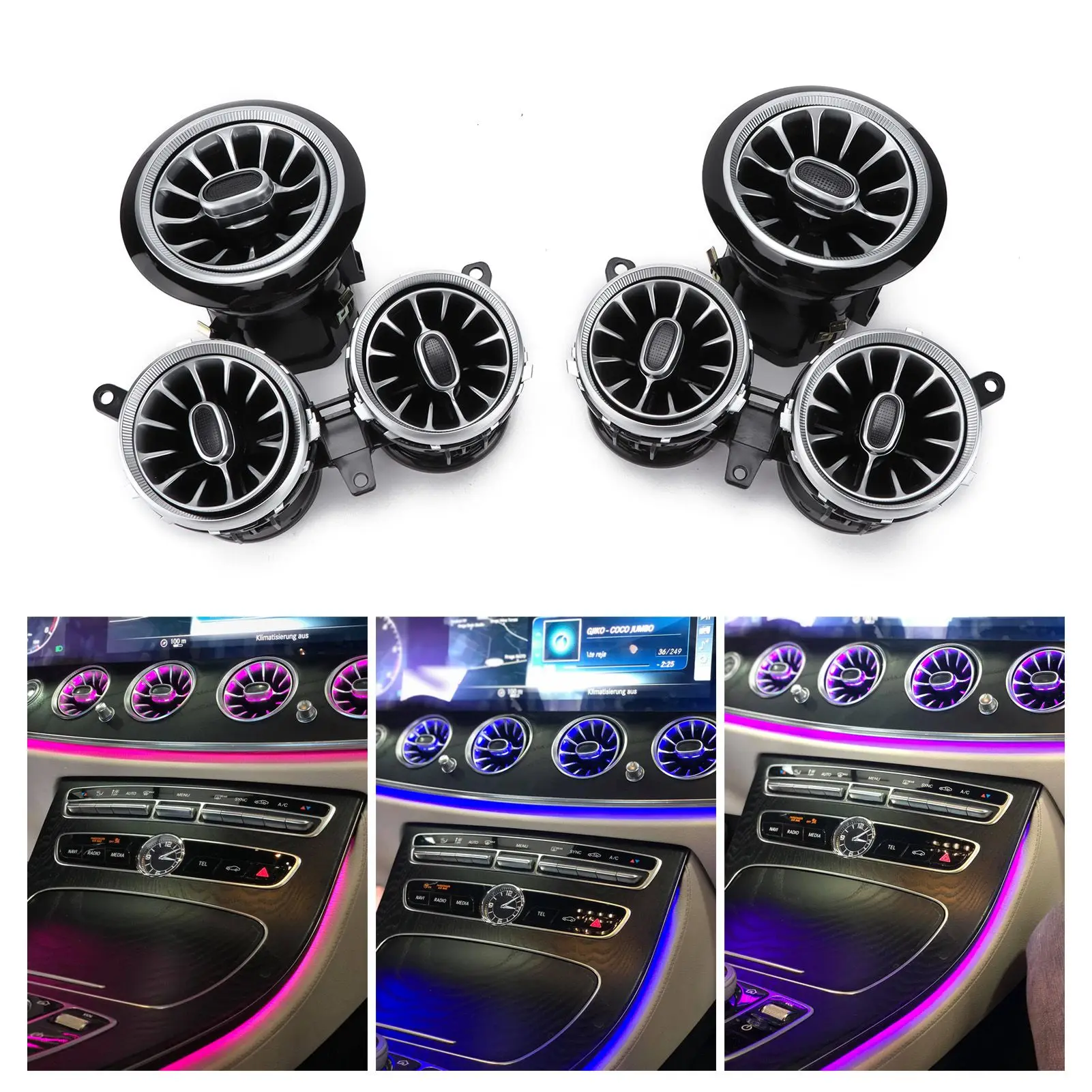

Front Turbo Outlet Front Stylish Decor Turbine Air Vent 64 Color Replacement for E‑Class W213 C238 2017‑2021 for Car