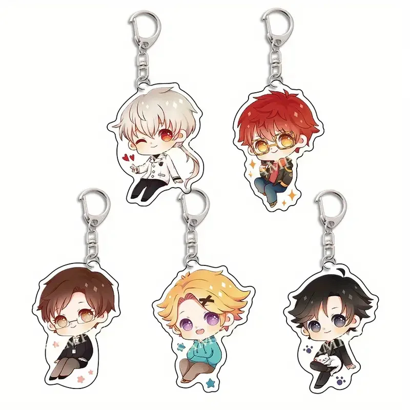 6cm Anime Game Mystic Messenger Keychain Yoosung Zenny 707 Jumin Saeran Q Version Figures Keyring Bag Pendant Key  Friends Gift