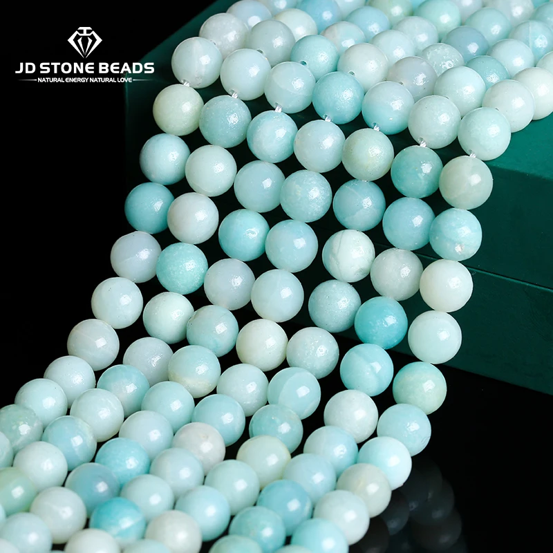 Wholesale Natural Amazonite Stone Beads Round Loose Beads For Jewelry Making 4/6/8/10/12mm  DIY Bracelet