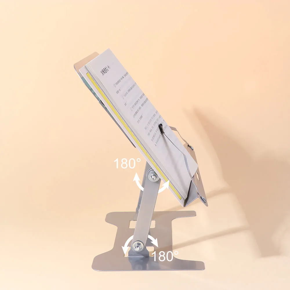 Tablet Stand Adjustable Angle Reading Bookshelf Foldable with Clip Book Holder Tray Support Stable Reading Bracket Writing