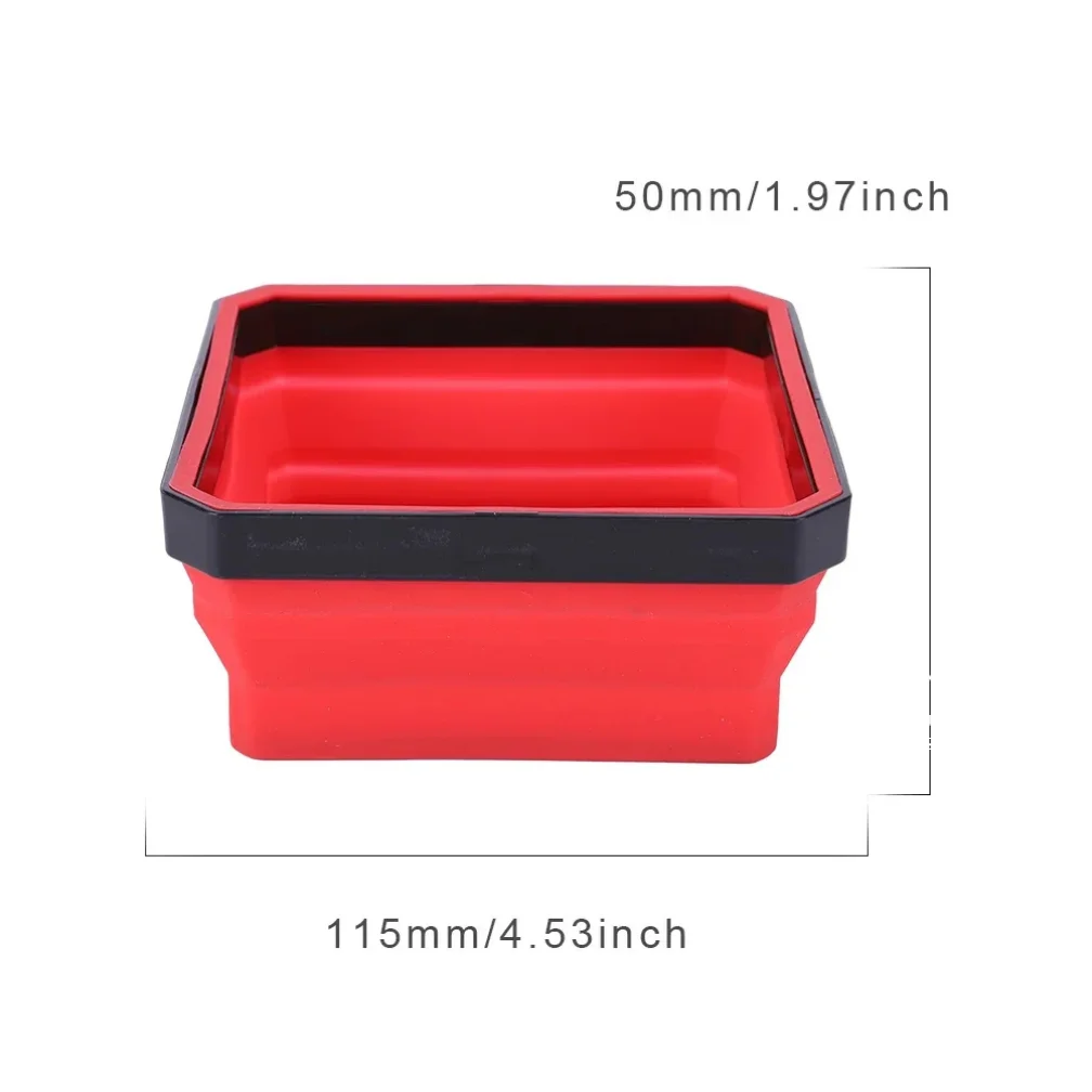 4PCS Collapsible Magnetic Screw Tray Silicone Screw Bowl Tool Part Storage Box Plumber Carpenters Tool Organizer Magnetic Tray