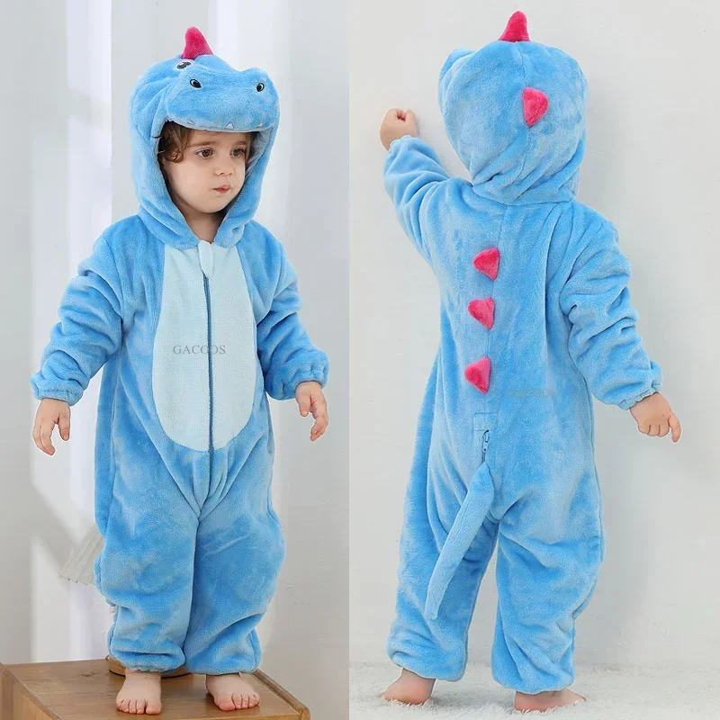 Cartoon Leeuw Varken Koe Dinosaurus Cosplay Kostuum Jongen Meisje Peuter Dier Jumpsuit Baby Rompers Baby Kleding Pyjama Kids Kigurumi