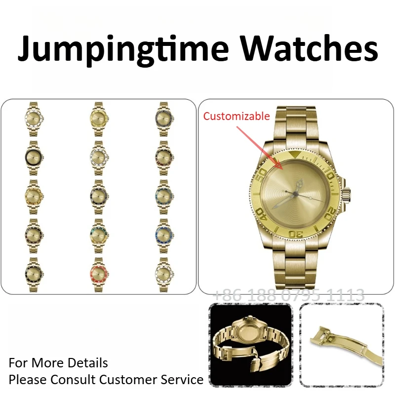 40mm 남성용 기계식 시계, PVD 골드 스틸 케이스, 사파이어 크리스탈, NH35 무브먼트, CD 패턴, 3D 다이얼, 맞춤 제작 가능