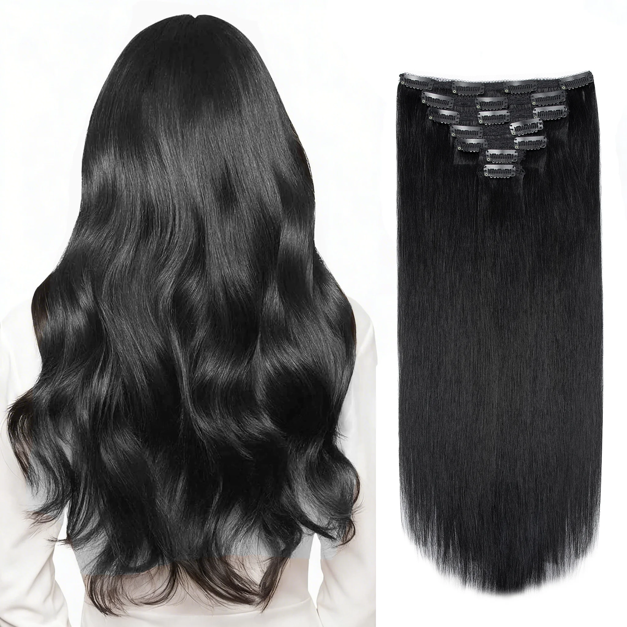 

Накладные волосы BOYMIA на заколках, 100% натуральные человеческие волосы, 14-22 дюйма, бразильские волосы Реми, 7 штук в комплекте с 16 заколками