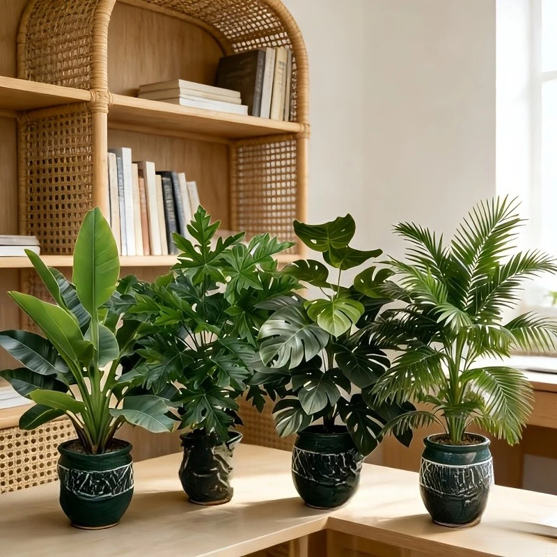 Planta Artificial Grande Areca Palm com 48 Folhas, Plantas Tropicais em Vaso, Adequadas para Decoração de Jardim Interno