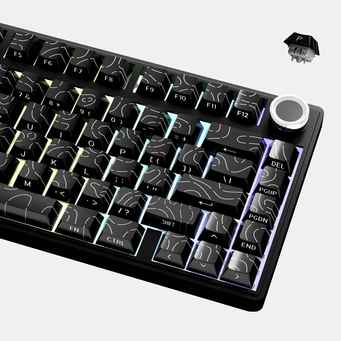 Cherry Profile PBT Keycaps Black Contour Side Print Backlit 97 Keys for Magnetic Switch Mechanical Keyboard 61 68 75 87 Layout
