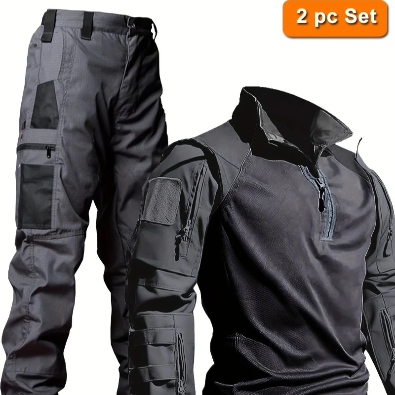 

Мужской тактический костюм для весны, комплект для активного отдыха, износостойкий тренировочный костюм, с множеством карманов, для игры в пейнтбол, рабочая одежда