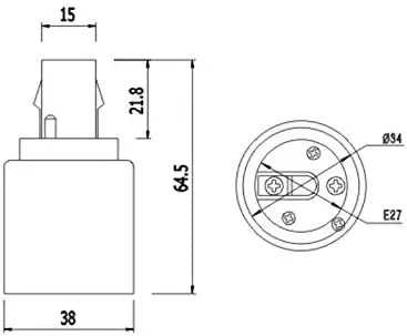 G24 to E27 Adapter G24Q 4P Pin to E27 E26 Lamp Light Bulb Lamp Adapter Converter Holder Lamp Base Converter