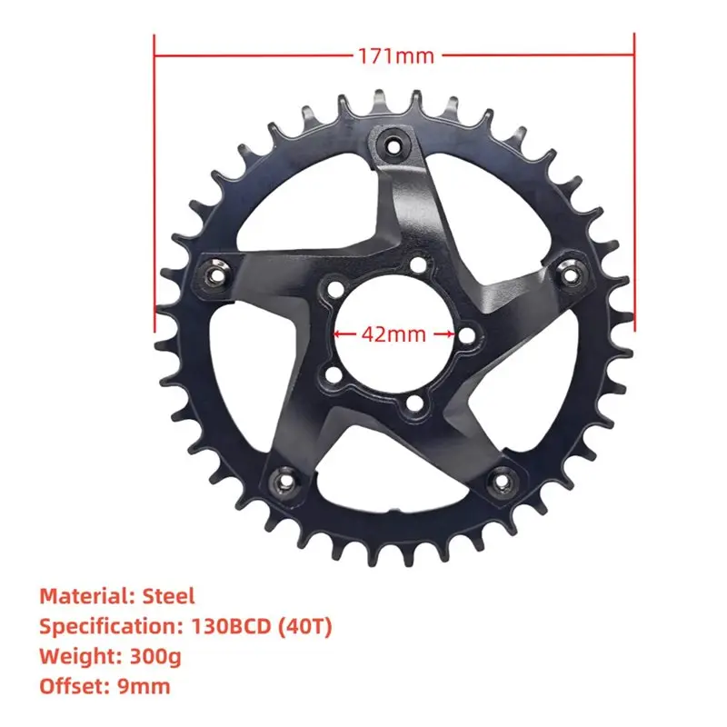 FSTE-For Bafang BBSHD 40T Chainring 130BCD Chainring For Bafang G320 M615 M625 40 Teeth Offset Chainring For Bafang Mid Drive Mo view 6