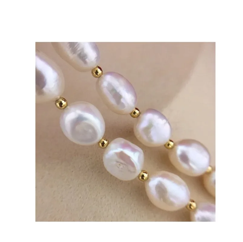 

Charming Natural 10-12mm Genuine White Baroque Pearl Necklace Jewelry 925 Sterling Silver