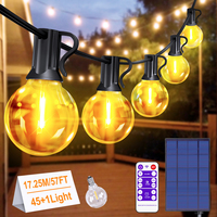 17.25M/15.5M G40 LED Solar String Light with Remote Control, IP44 Waterproof, Dimmable and 8 Flashing Modes for Garden, Party