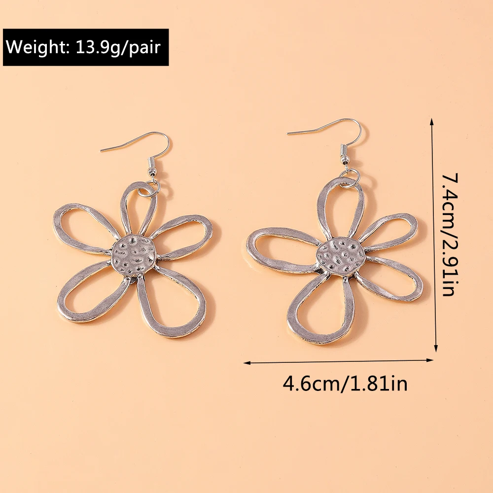 Aihua Übertriebene Metall Blumen Ohrringe Europäischen Amerikanischen Stil Persönlichkeit Mode Große Ohrringe Mädchen Reise Hochzeit Zubehör – Detail 8