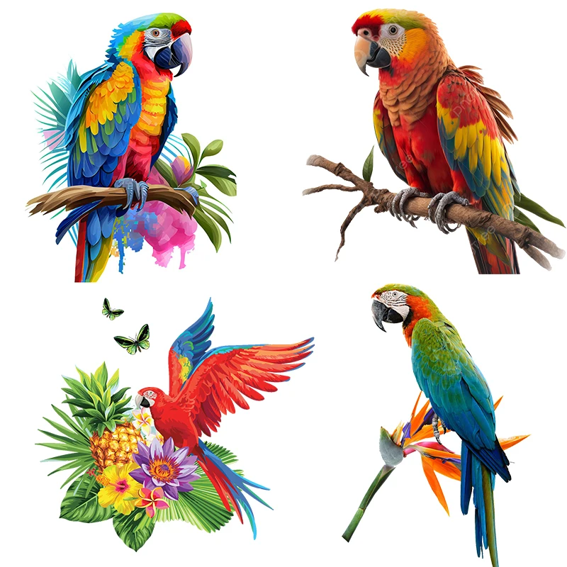 T321#  Hand painted Parrot Wall Sticker Bathroom Toilet Decor Living Room Cabinet Refrigerator Home Decals