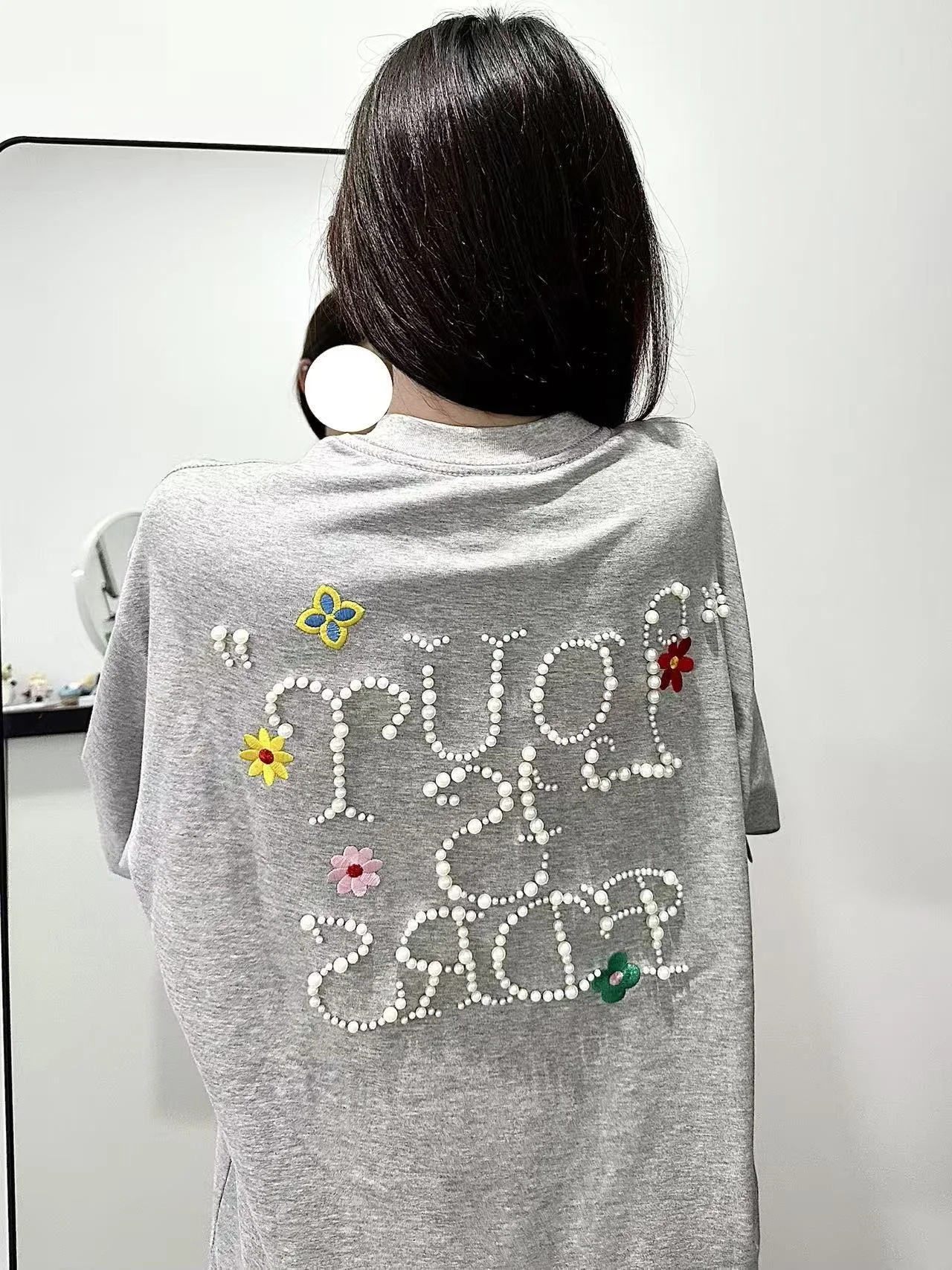 

Футболка женская летняя из чистого хлопка с объемной вышивкой, свободного кроя, с круглым вырезом, с цветочным принтом, повседневная, для пар