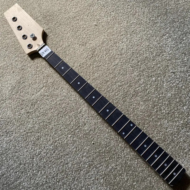 

EN546 Custom Order Uncut Headstock 4 String Electric Bass Neck Unfinished for DIY Replace No Logo Maple+Rosewood 21 Frets