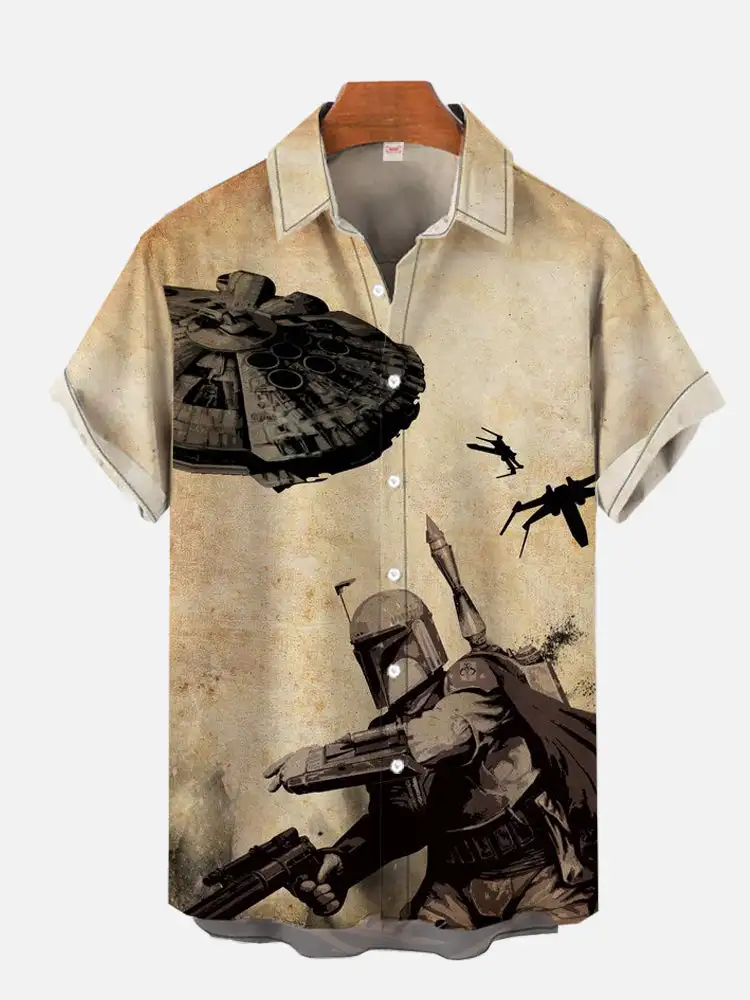Fashionable Island Palm Tree Printed Short Sleeved Shirt for Men, Comfortable and Breathable Casual Shirt