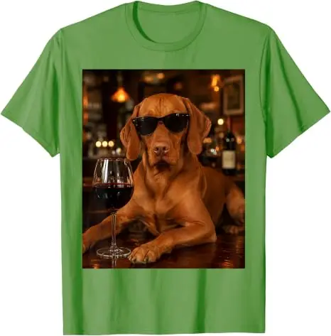 Vizsla trinkt Wein Sonnenbrille Lustiges Hunde-Meme T-Shirt Y2k Bar-Kunst Vizsla trinkt Wein Hund Grafik Ästhetische Kleidung Grafik – Detail 11