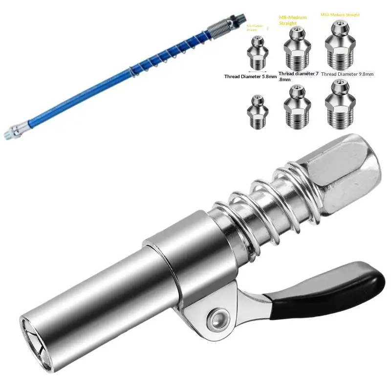 1 Set Injektor-Schmierölfett-Spender, Fettspender-Kupplung NPTI/8, Ölpumpe, Schnellverschluss-Fettdüse, Reparaturwerkzeug – Detail 2