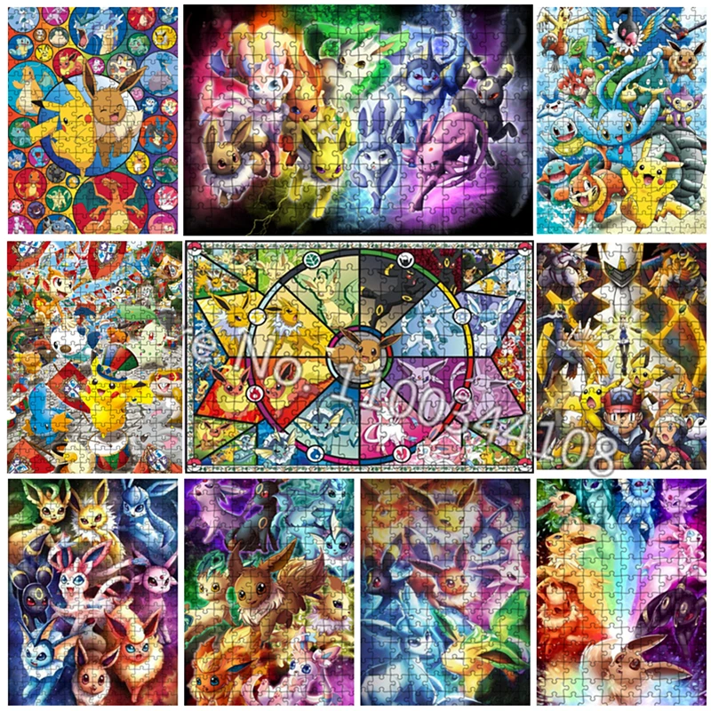 Pokemon Pikachu Jigsaw Puzzles Japanese Anime 300/500/1000 Pcs Puzzle Cartoon Creative Decompression Educational Toys for Kids