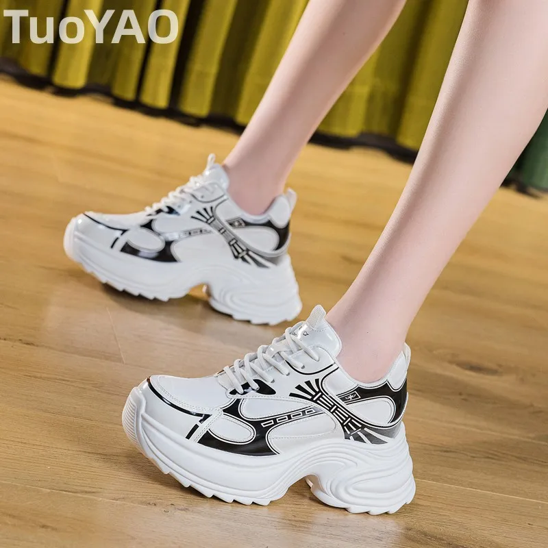 

Женские кроссовки на массивном каблуке 9 см, кроссовки на платформе, женская повседневная обувь на танкетке, обувь для папы, летняя обувь, весна-осень