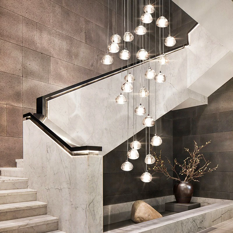 Imagem -02 - Modern Crystal Chandelier For Home Decoration Stair Pendant Lamp Living Room Pendant Lights Iluminação Interior