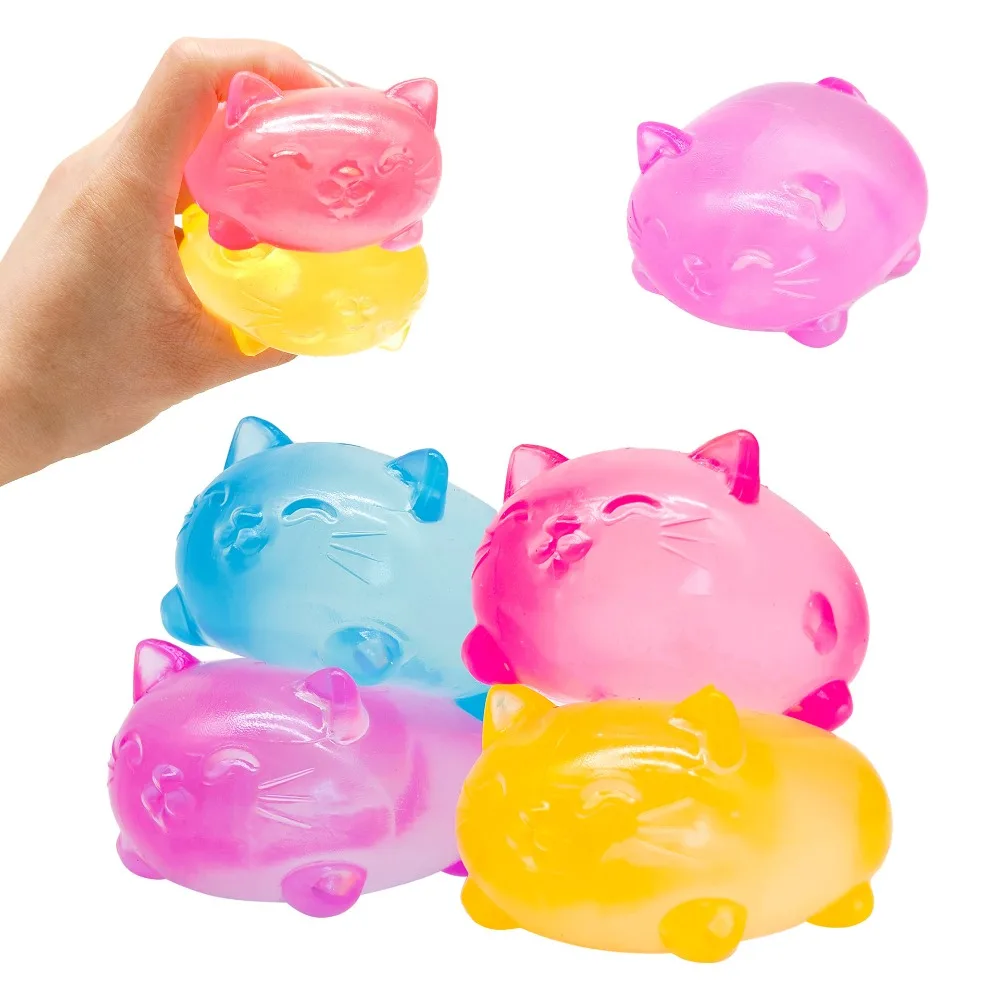 Gato goma brinquedos mole lento aumento alívio do estresse bola sensorial brinquedos para adultos crianças anti-ansiedade brinquedos sensoriais para autismo tdah