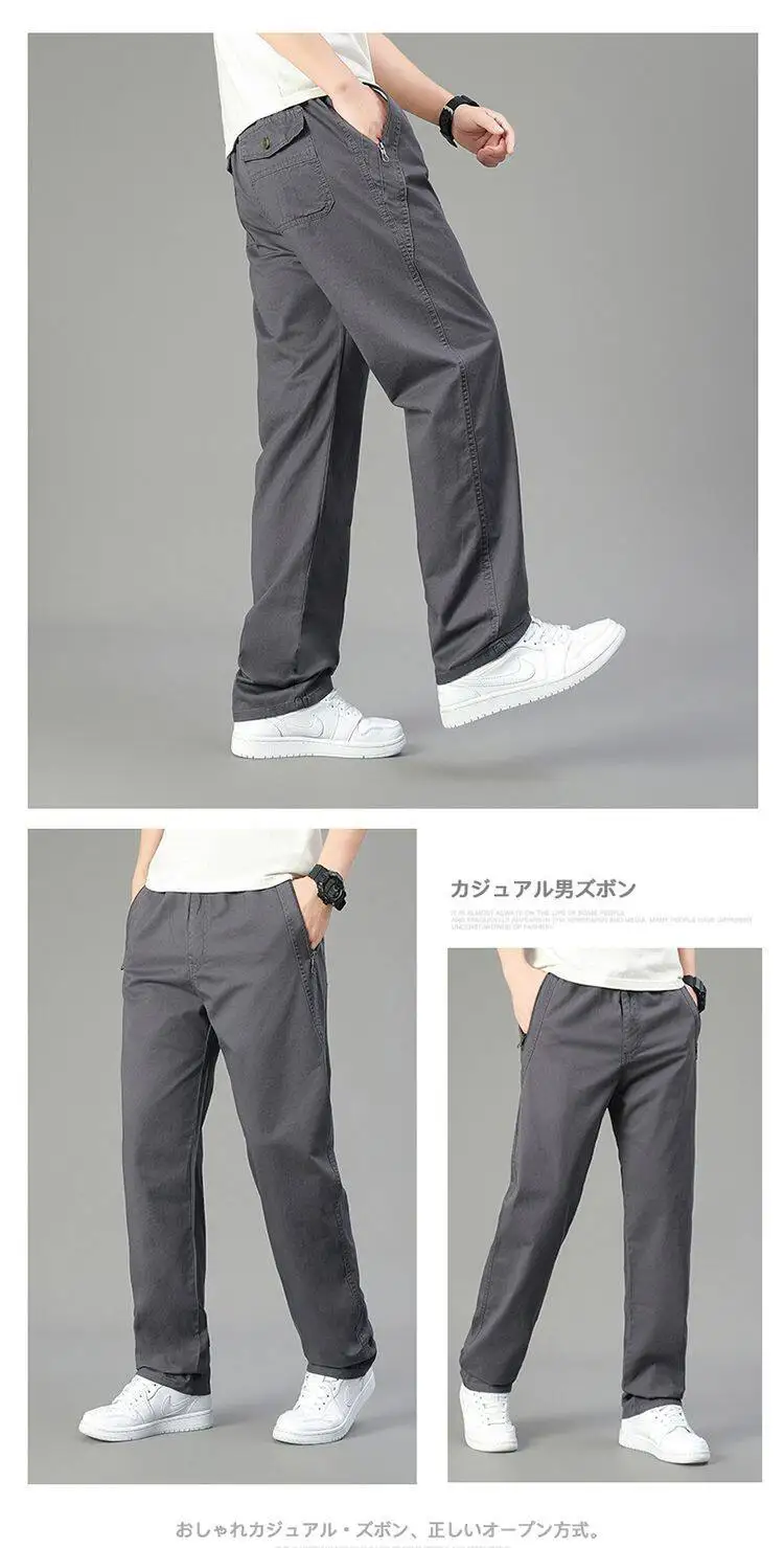 Große Größe männer Cargo Hosen Beiläufige Lose Gerade Hosen Baumwolle Lange Hosen Zipper Taschen Herren Jogger Hosen 5XL 6XL – Detail 15