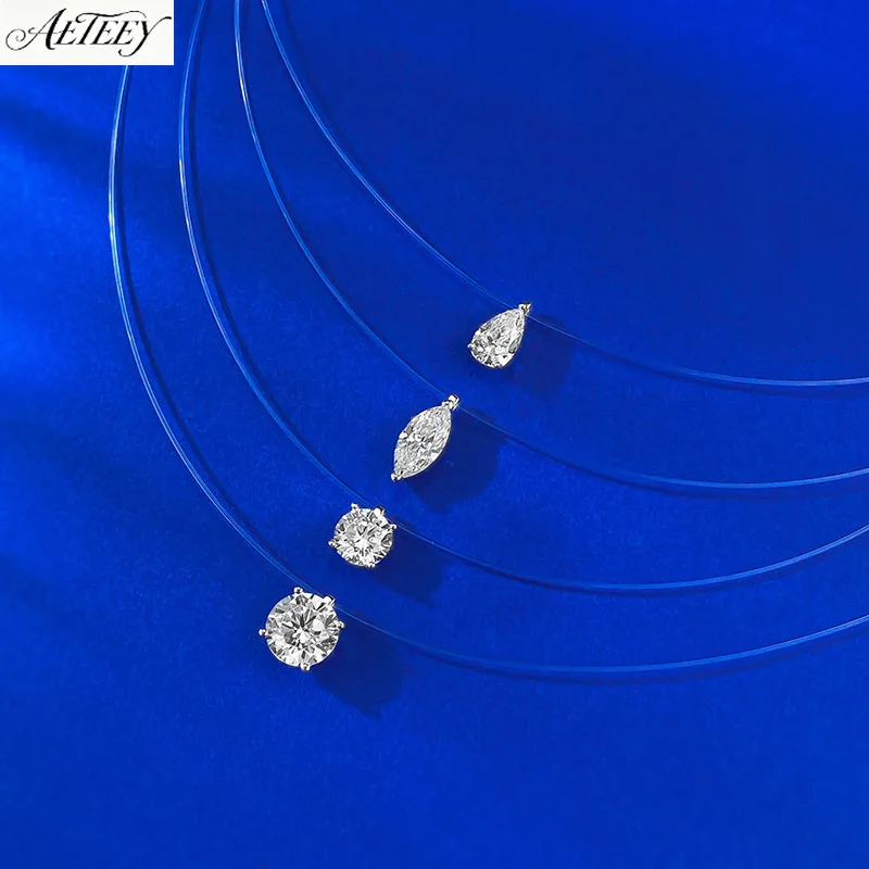 AETEEY S925 Silver Invisible Fish Line Clavicle Chain Minimal All-Match Stackable Women Neck Jewelry