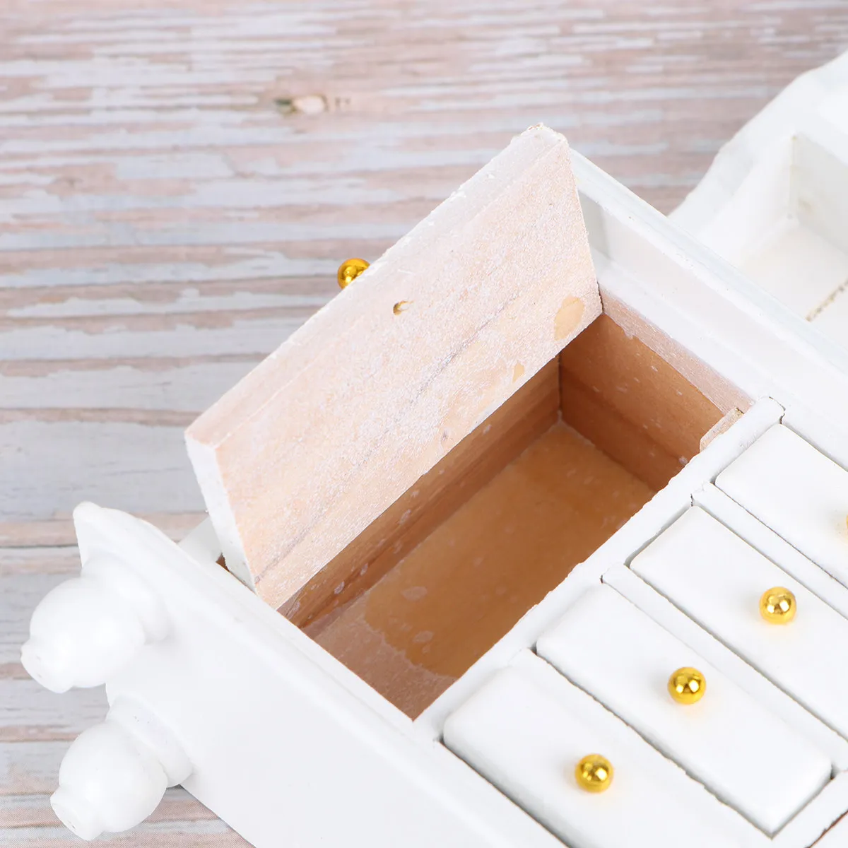 

1:12 Miniature Wooden Bookcase White 103x4x169cm Dollhouse Living Room Furniture 3-Tier Storage 4 Drawers 2 Cabinets Brass