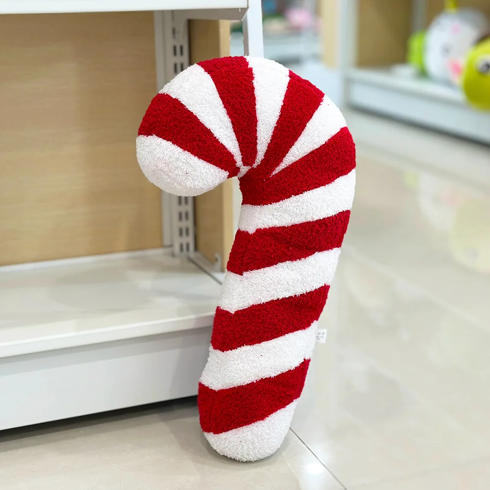 Klassische Weihnachtsserie Wurfkissen Candy Lollipop Schneeflocke Weihnachten Zepter Bälle Puppe Weiches Sofakissen Festival Home Decor – Detail 10