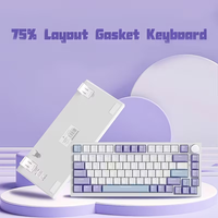 AJAZZ AK820 75% Layout Wired Mechanical Gaming Keyboard, with Volume Knob, Southward LED, PBT Keycaps, Programmable RGB,