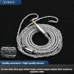 XINHS 16 core single crystal copper plated silver blue gray KZ KZZSX ZSN ES3 KC2 upgraded cable