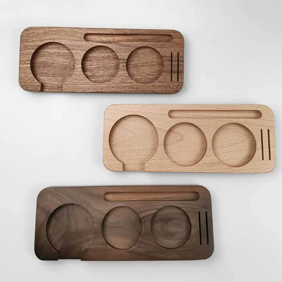 Base soporte prensador y portafiltro en madera nogal para café expreso - imagen 5