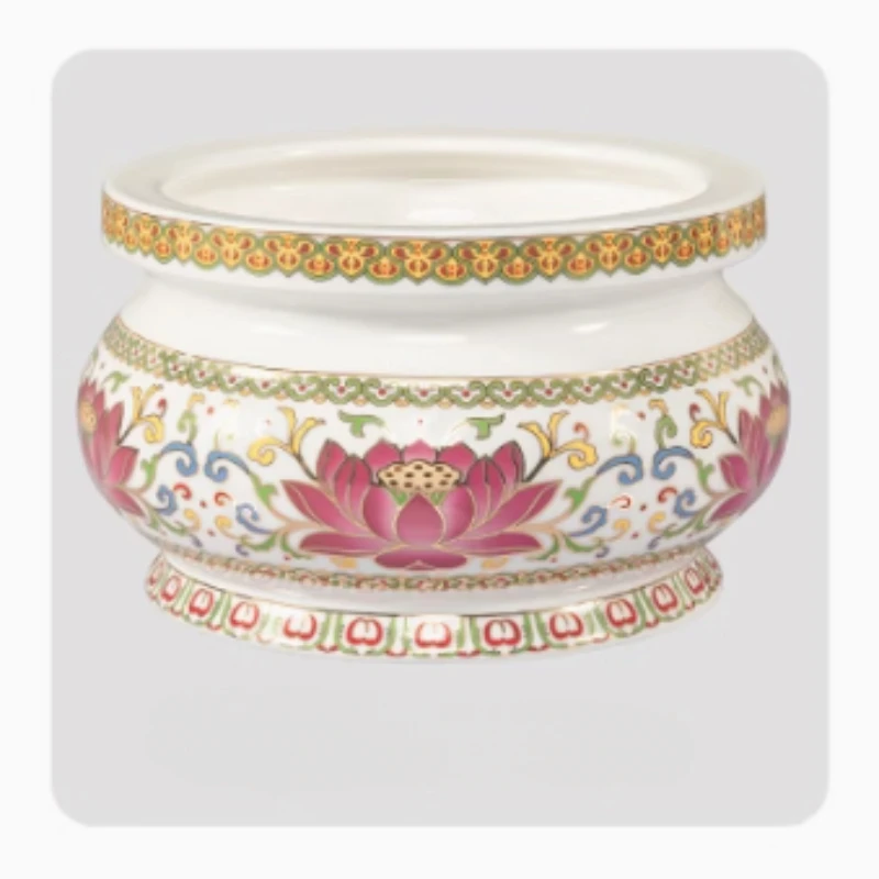 1PCS Ceramic White Lotus Incense Burner Home Offering Incense Burner Heart Sutra Buddha Hall Feng Shui Ornament incensory view 6