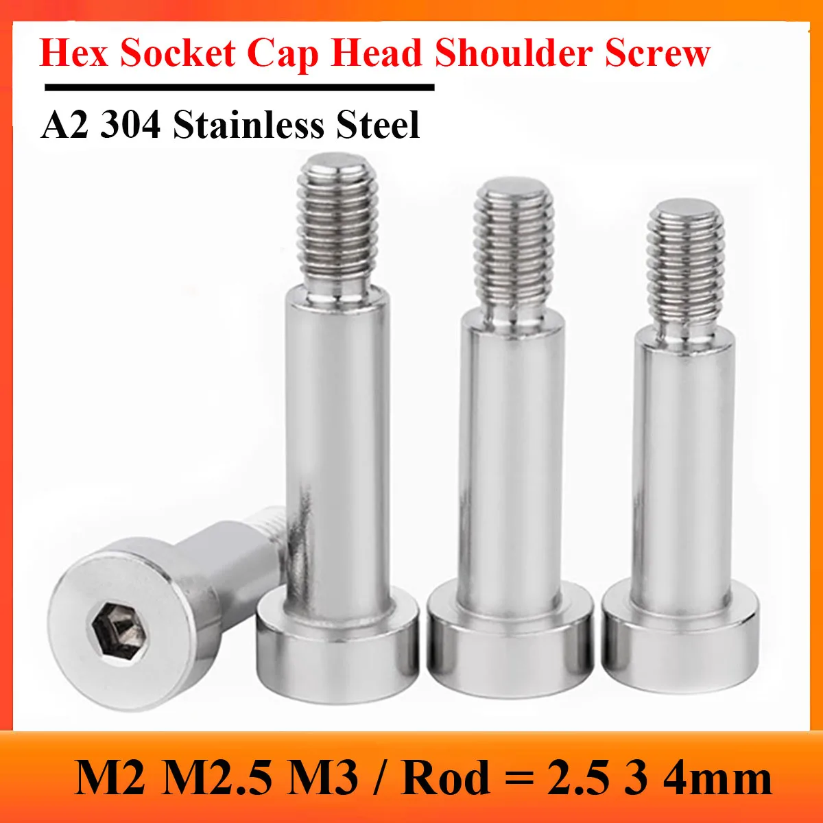 20/30pcs M2 M2.5 M3 304 Stainless Steel Hex Hexagon Socket Cap Head Shoulder Roller Bearing Screw Allen Bolts Rod = 2.5 3 4mm
