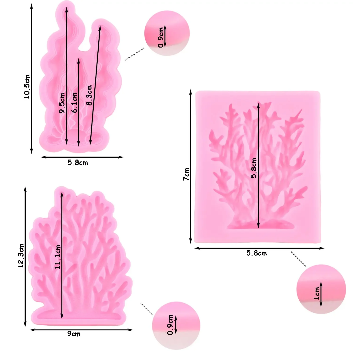 Sea Coral Silicone Mold Seaweed Fondant Molds Chocolate Gumpaste Mould Cake Decorating Tools Cupcake Candy Resin Clay Moulds