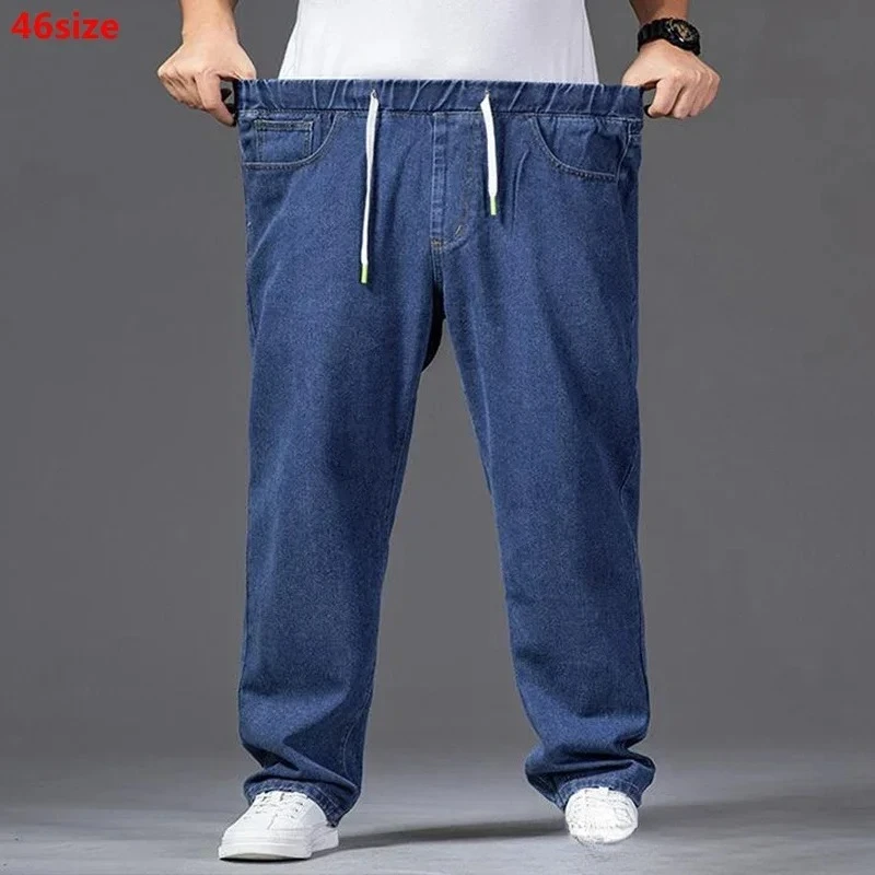

Autumn Thick-legged Big Trousers Wide Trousers Jeans Men's Straight Loose Big-legged Wide-leg Large Size 46 44 42 Denim Jeans