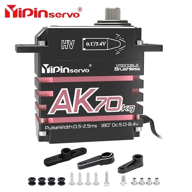 

YIPINServo AK70 70KG HV 180° Magnetic Induction Waterproof Brushless Digital Servos Replacement for 1/10 1/8 Model Car