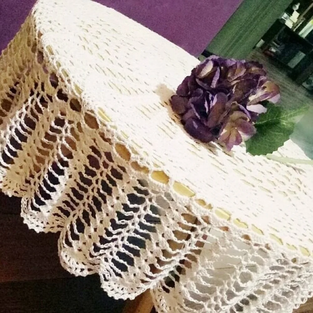 Vintage Handmade Crochet Lace Tablecloth Round Hollow Out Nordic Cotton Blend Table Cover Decorative Mat For Dining