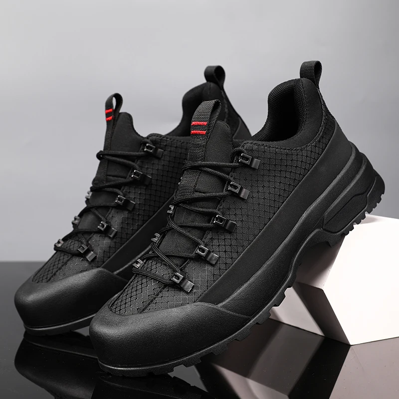 2026 New Men Hiking Shoes Black Trekking Shoe For Mens Anti Slip Mountain Shoes Mens Wearable Outdoor Walking Shoe For Man